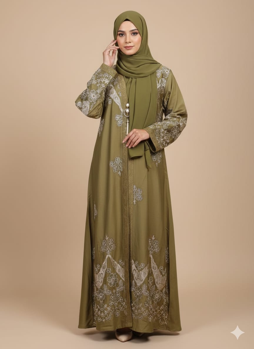 Luxury Crystal Zari Embroidery & Stone work Abaya