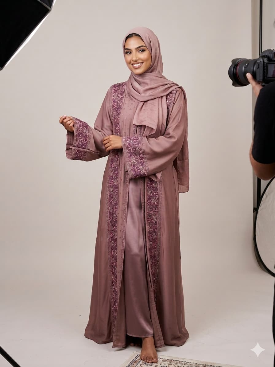 OMAN CRYSTAL ATTACHED SHRUG ABAYA