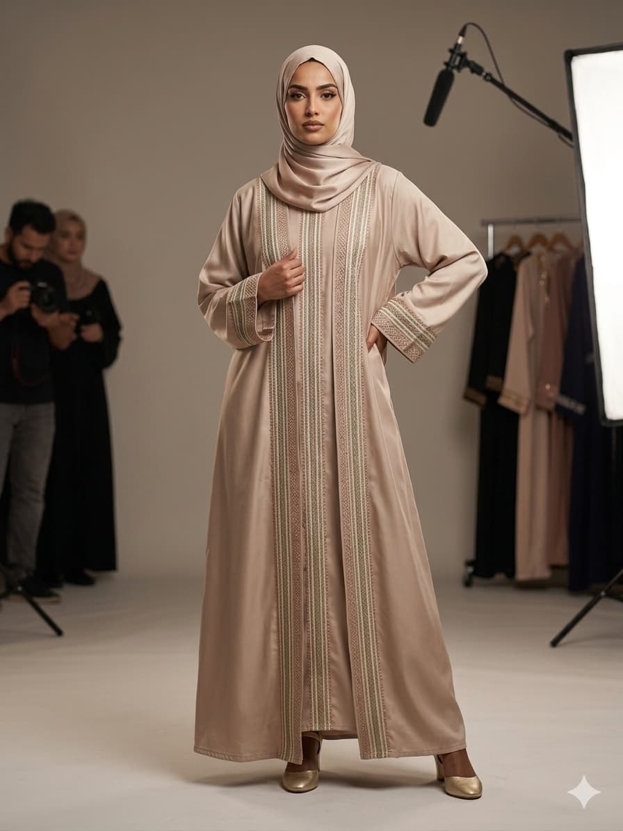 Luxury Crystal Fabric Bridal Attached Shrug Abaya