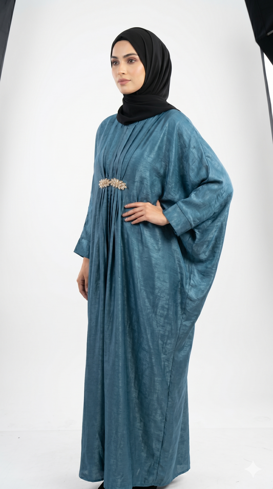 Velvet Pleated Kaftan Abaya