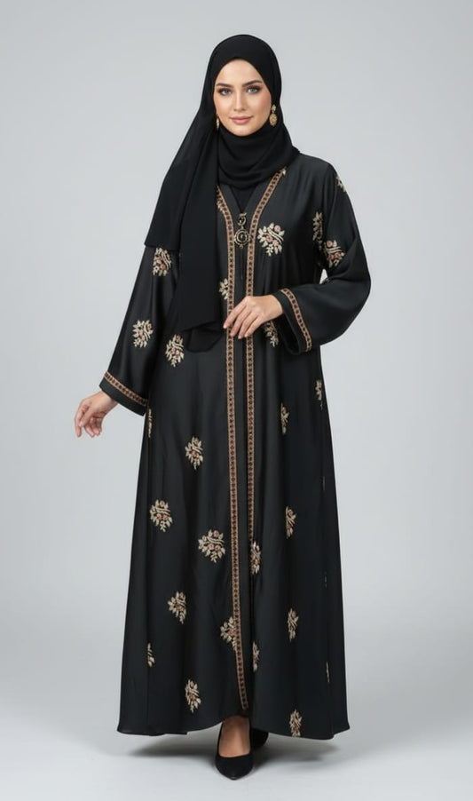 Luxury crystal  Embroidery Design Abaya