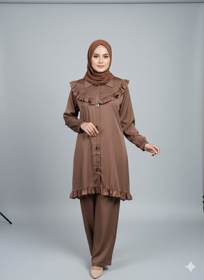 Premium Tiktok  Ruffle Cord Set