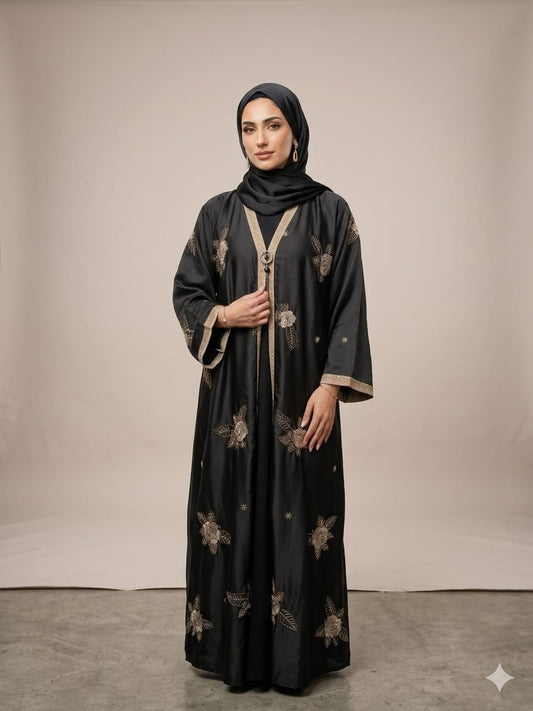 Luxury crystal Embroidery Design Abaya