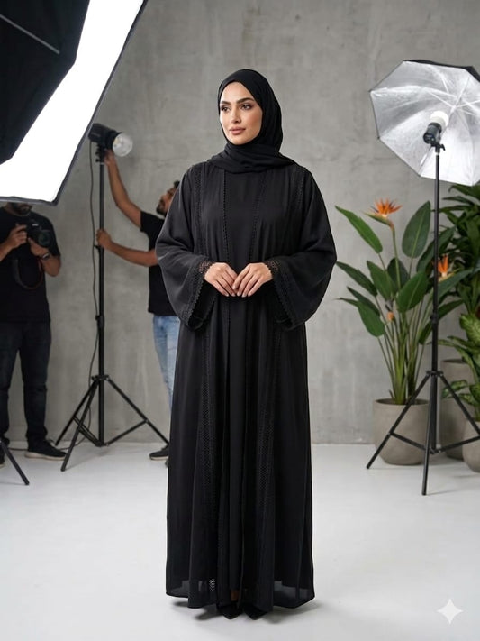 TIKTOK LACE EMBROIDERY SHRUG ABAYA