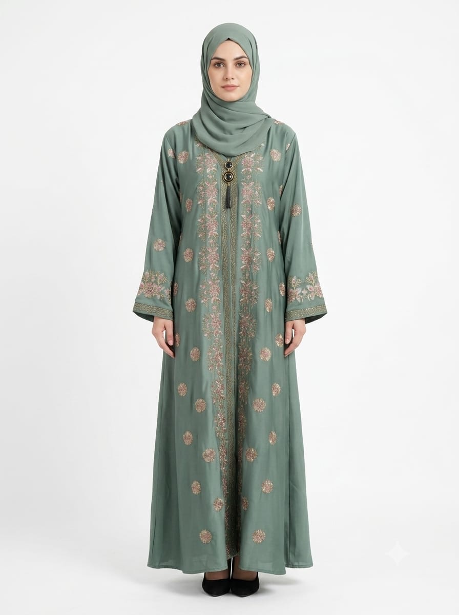 Luxury Crystal Zari Embroidery & Stone work Abaya