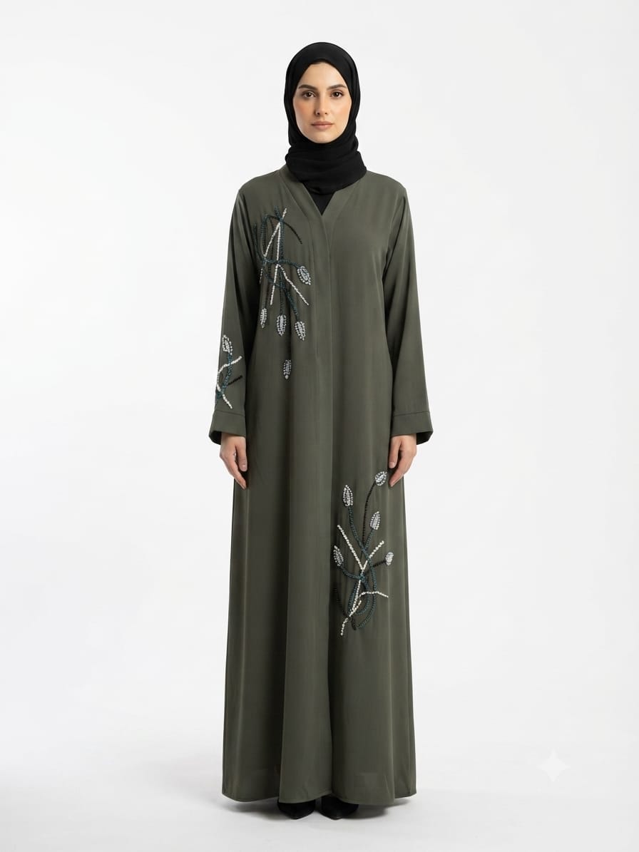 Premium tiktok Handwork Abaya with Complimentary Black Hijab